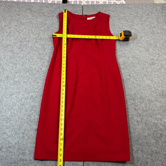 Kasper Sheath Dress Women's 10 Red Lined Stretch Round Neck Sleeveless Back Zip - Picture 2 of 8